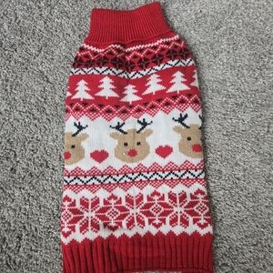 Red and White Reindeer Dog Sweater